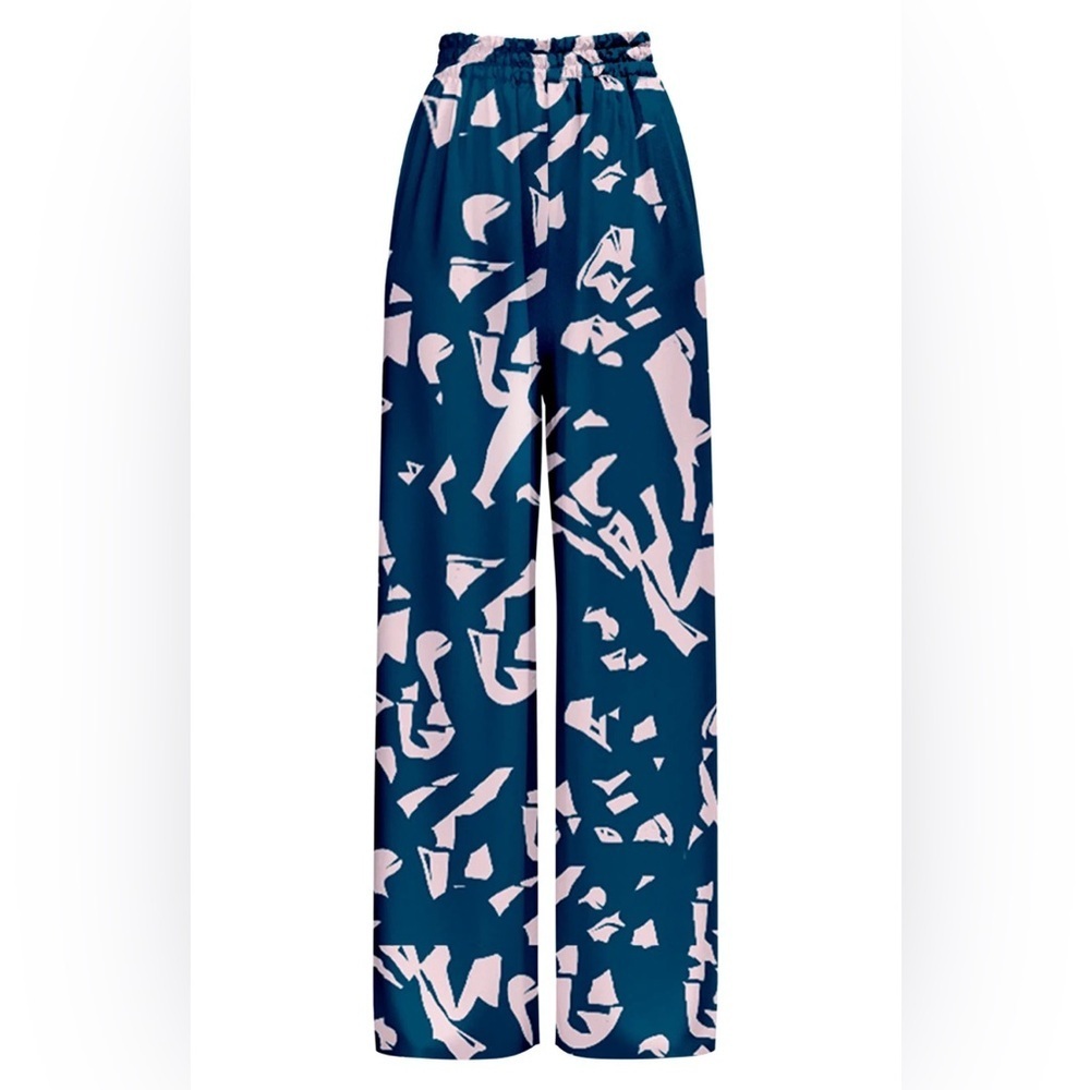 DiarraBlu Leer Batik Wide Leg Palazzo Pants Teal Small NWT - Picture 5 of 7
